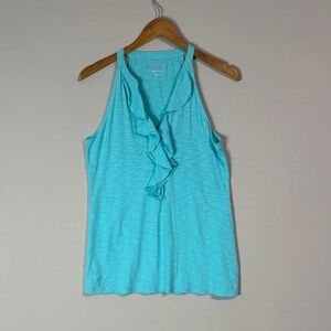 Lilly Pulitzer Pima Cotton Ruffle Tank Top Blue Size Medium
